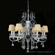 Lustre en cristal de luxe style Baccarat 6 avec abat-jour blanc